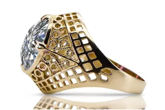 Anneau Zircon Or jaune 14 carats Artisanat vintage vrc030y